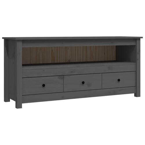 Tv-bord 114x35x52 cm massivt fyrretræ grå