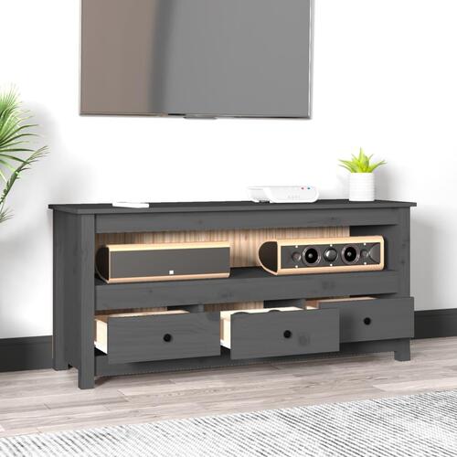Tv-bord 114x35x52 cm massivt fyrretræ grå