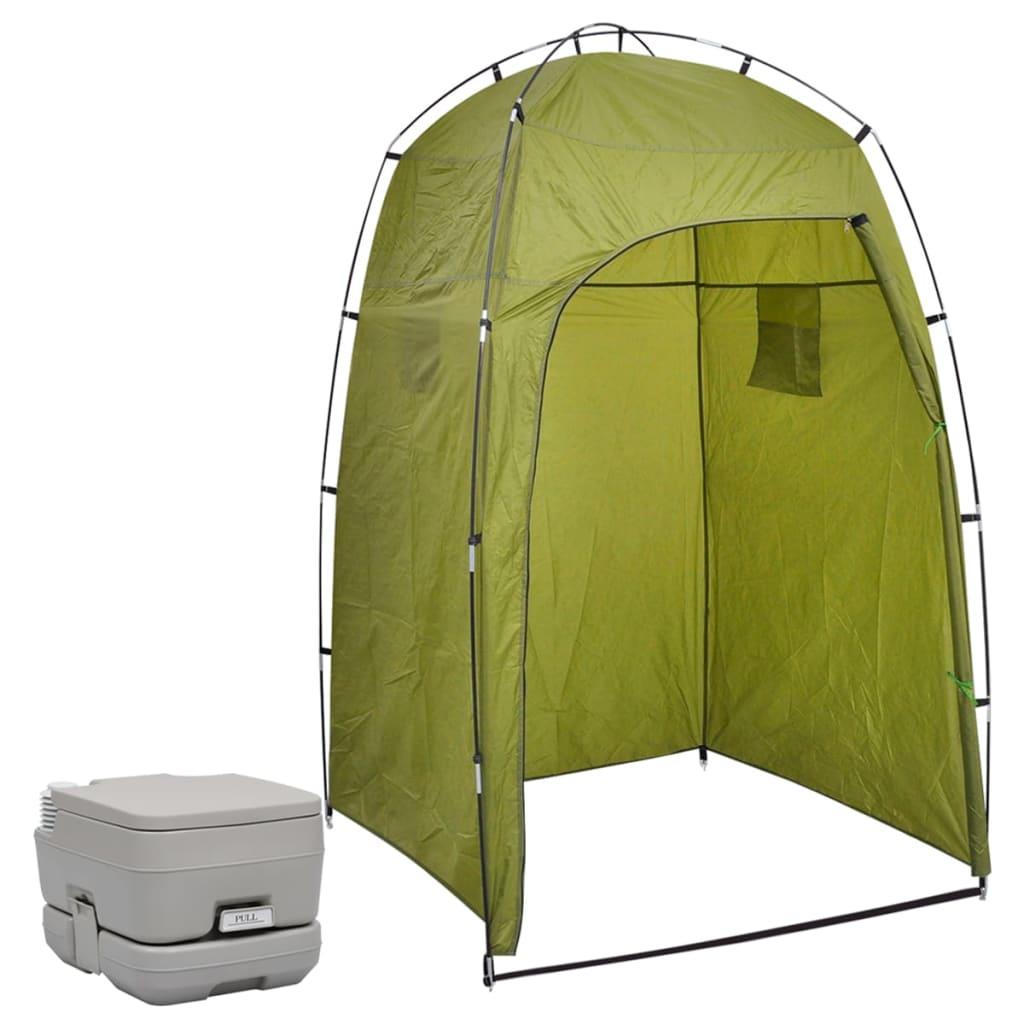 Bærbart campingtoilet med telt 10+10 l