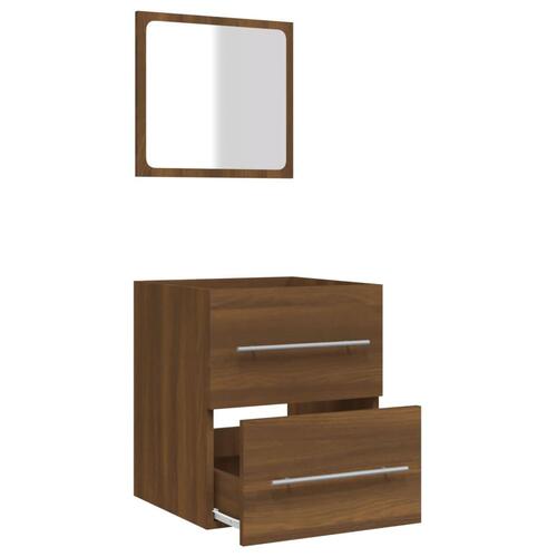 Badeværelsesskab + spejl 41x38,5x48 cm konstrueret træ brunt eg