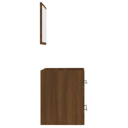 Badeværelsesskab + spejl 41x38,5x48 cm konstrueret træ brunt eg