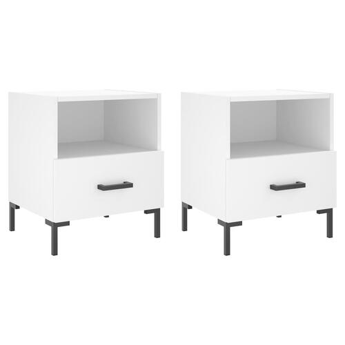 Sengeborde 2 stk. 40x35x47,5 cm konstrueret træ hvid