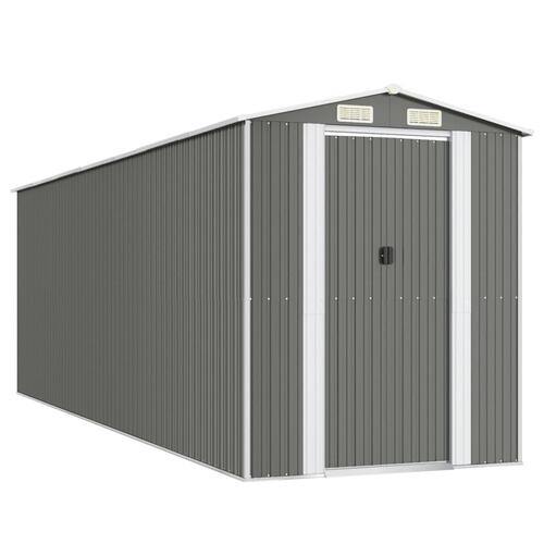 Haveskur 192x606x223 cm galvaniseret stål lysegrå