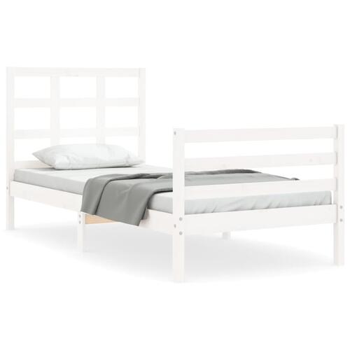 Sengeramme med sengegavl 90x200 cm massivt træ hvid