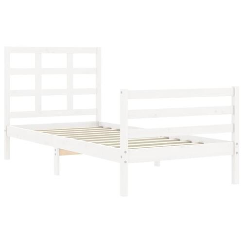 Sengeramme med sengegavl 90x200 cm massivt træ hvid