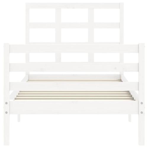 Sengeramme med sengegavl 90x200 cm massivt træ hvid
