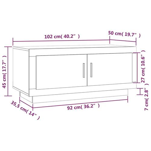 Sofabord 102x50x45 cm konstrueret træ brun egetræsfarve