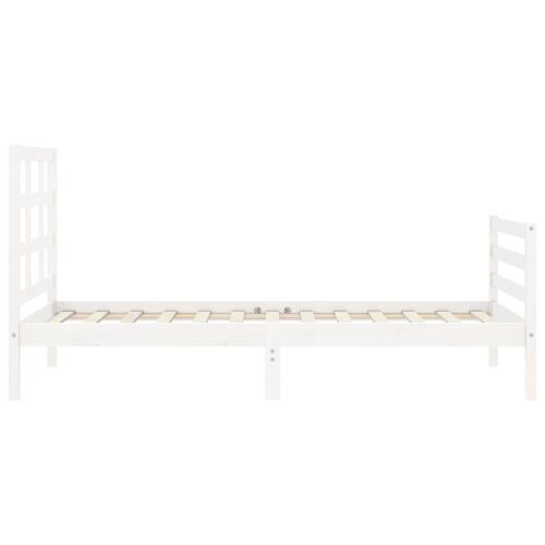 Sengeramme med sengegavl 90x200 cm massivt træ hvid