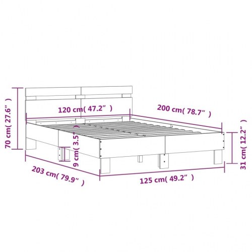 Sengeramme med sengegavl 120x200 cm - konstrueret træ, sort