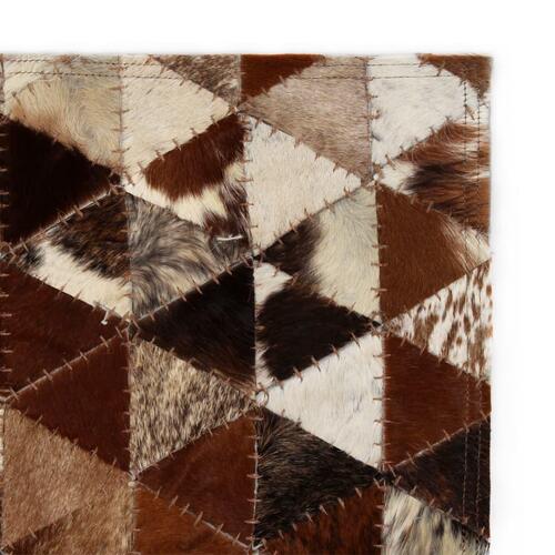 Tæppe ægte kolæder patchwork 80 x 150 cm trekant brun/hvid
