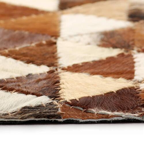 Tæppe ægte kolæder patchwork 80 x 150 cm trekant brun/hvid