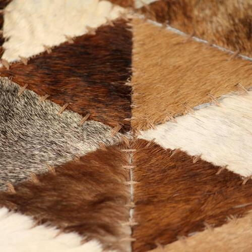 Tæppe ægte kolæder patchwork 80 x 150 cm trekant brun/hvid