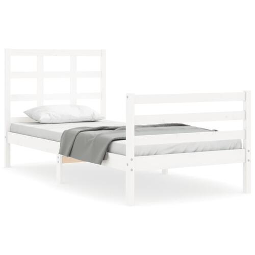 Sengeramme med sengegavl 100x200 cm massivt træ hvid