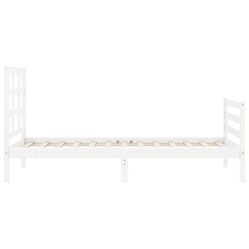 Sengeramme med sengegavl 100x200 cm massivt træ hvid