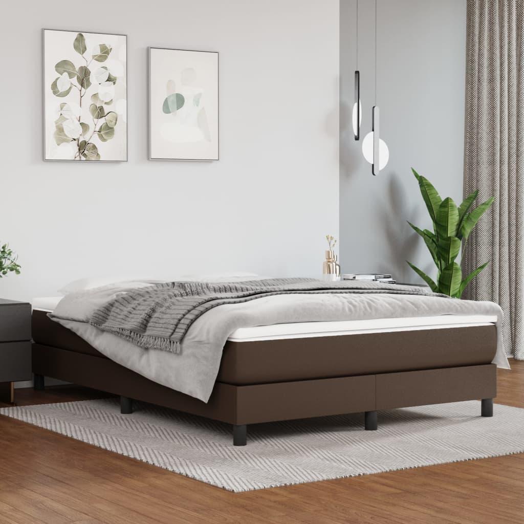 Sengeramme 140x200 cm kunstlæder brun