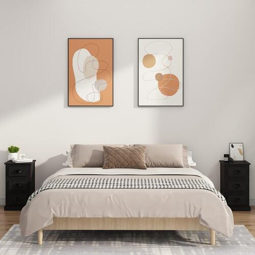 Sengebord 39x39x67 cm konstrueret træ sort