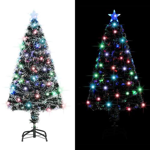 Kunstigt juletræ med fod og LED-lys 120 cm fiberoptisk