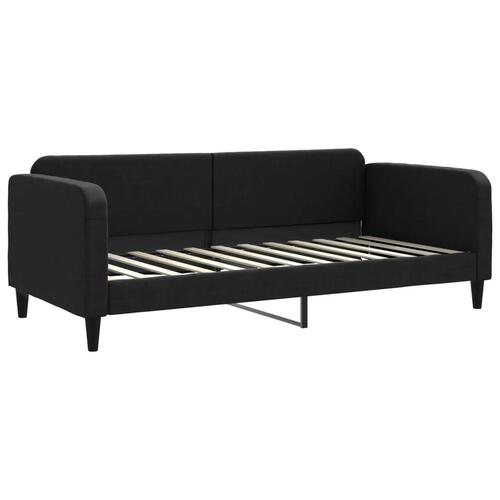 Daybed med udtræk og madras 90x200 cm stof sort