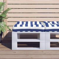 Pallehynde 50x50x12 cm stof stribet blå og hvid