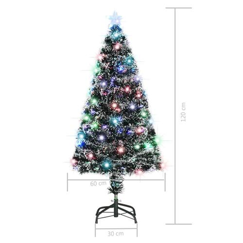 Kunstigt juletræ med fod og LED-lys 120 cm fiberoptisk