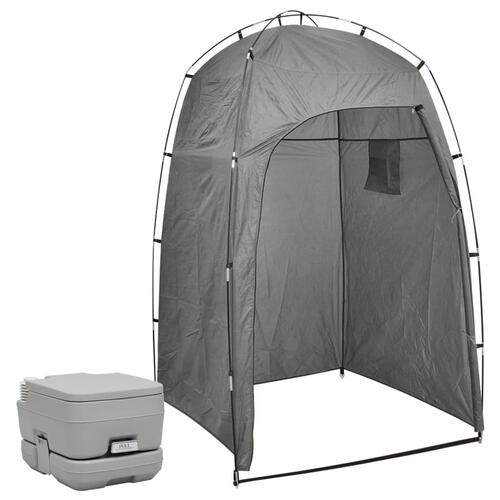 Bærbart campingtoilet med telt 10+10 l
