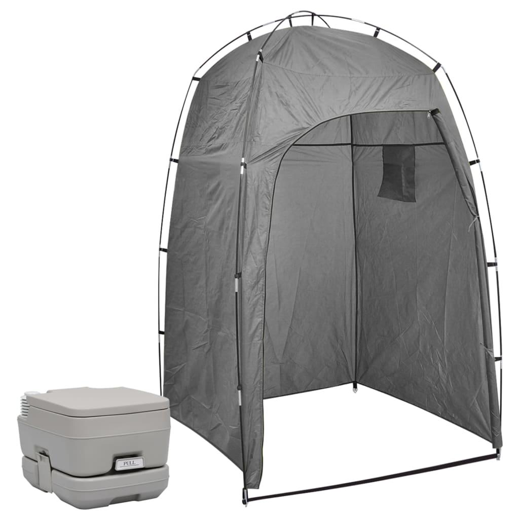 Bærbart campingtoilet med telt 10+10 l