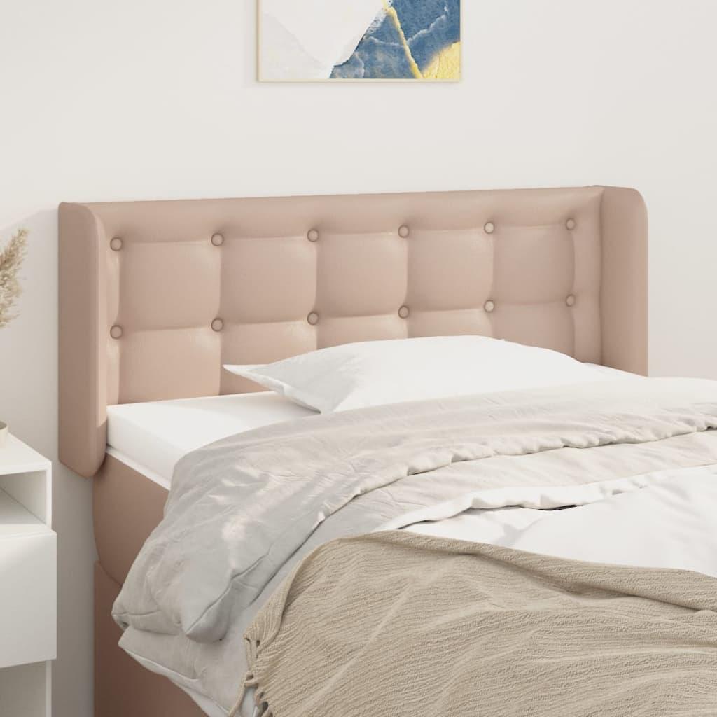Sengegavl med kanter 103x16x78/88 cm - kunstlæder, cappuccino billede