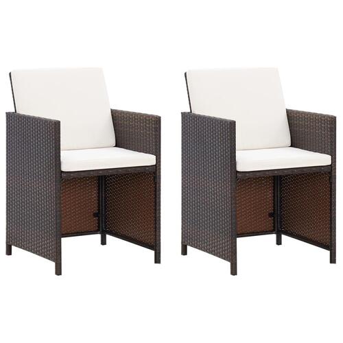 Havestole med skamler 4 dele polyrattan brun