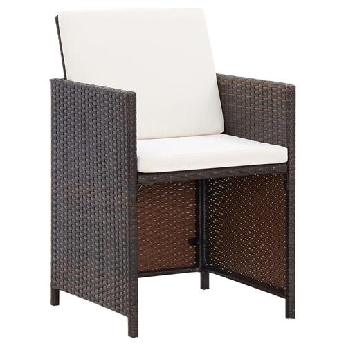 Havestole med skamler 4 dele polyrattan brun