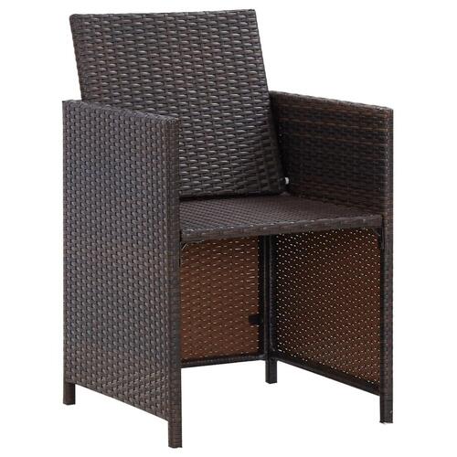 Havestole med skamler 4 dele polyrattan brun