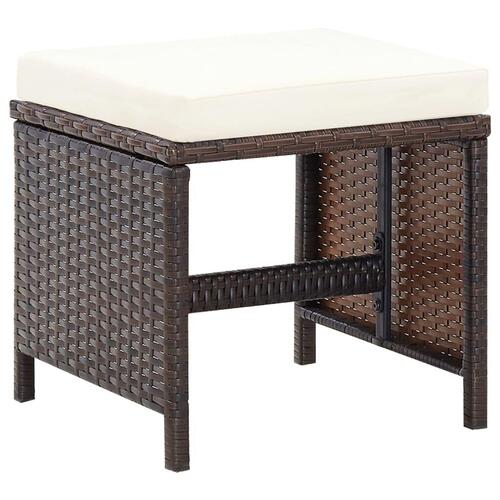 Havestole med skamler 4 dele polyrattan brun