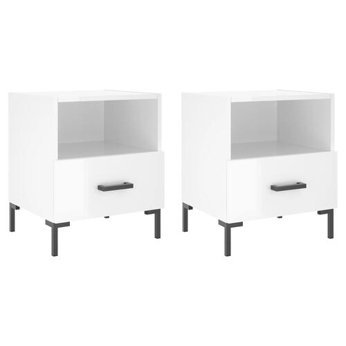 Sengeborde 2 stk. 40x35x47,5 cm konstrueret træ hvid højglans