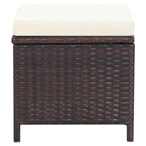 Havestole med skamler 4 dele polyrattan brun