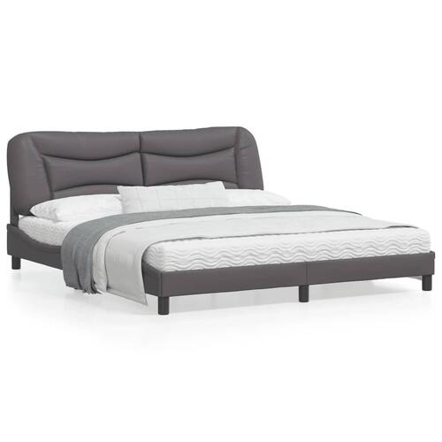 Sengeramme med LED-lys 180x200 cm kunstlæder sort