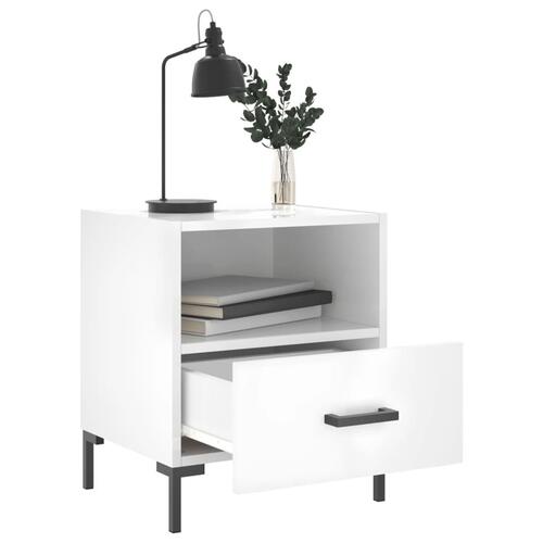 Sengeborde 2 stk. 40x35x47,5 cm konstrueret træ hvid højglans