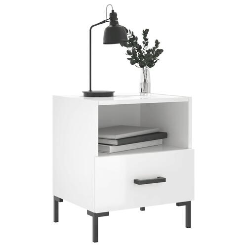 Sengeborde 2 stk. 40x35x47,5 cm konstrueret træ hvid højglans