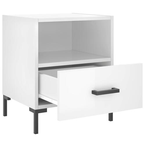 Sengeborde 2 stk. 40x35x47,5 cm konstrueret træ hvid højglans