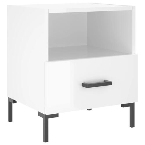 Sengeborde 2 stk. 40x35x47,5 cm konstrueret træ hvid højglans