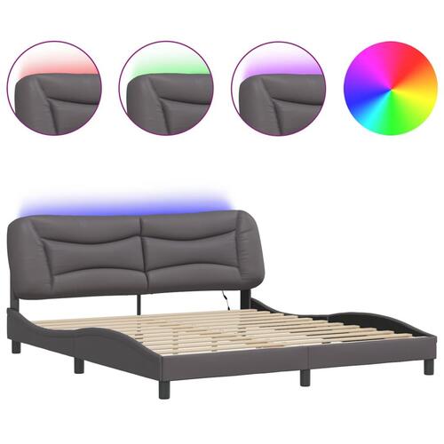 Sengeramme med LED-lys 180x200 cm kunstlæder sort