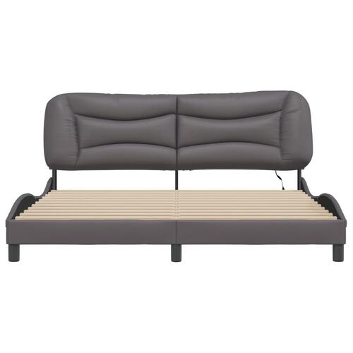 Sengeramme med LED-lys 180x200 cm kunstlæder sort