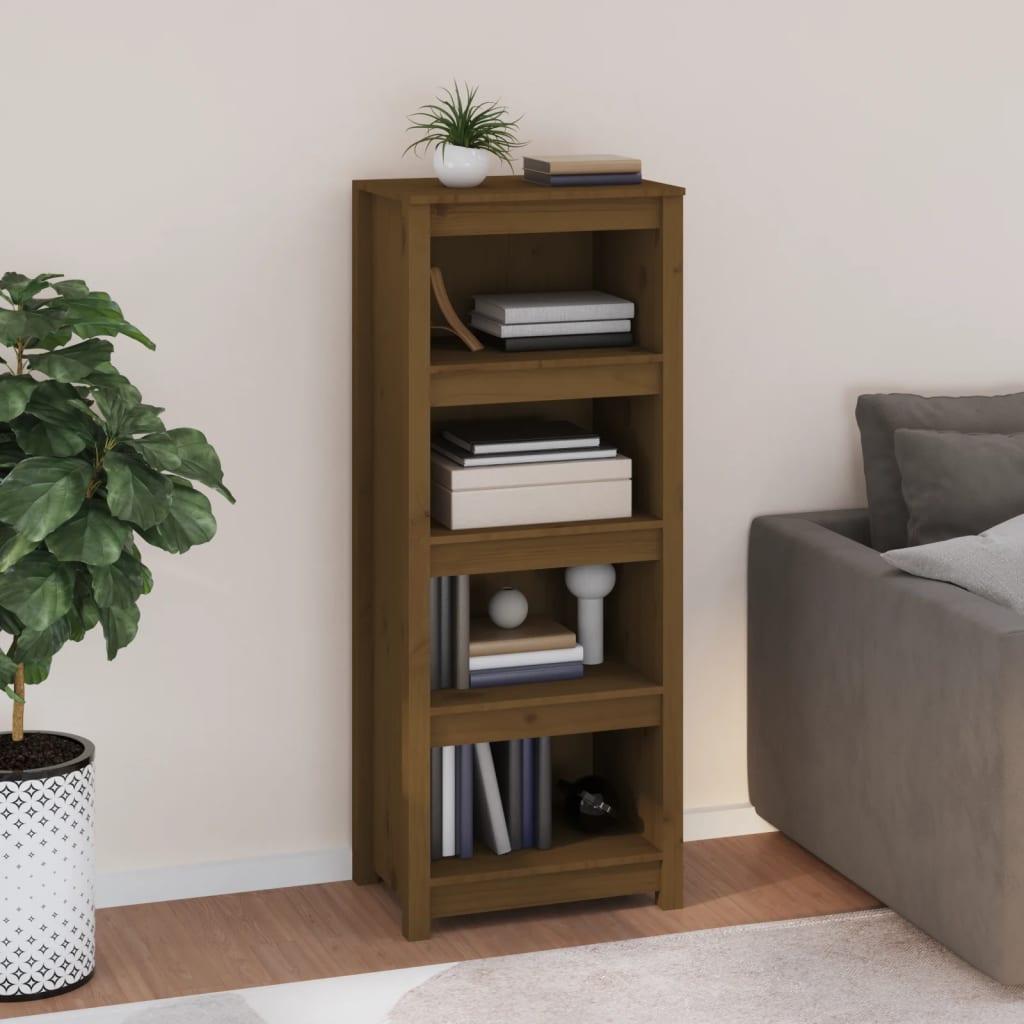 Bogreol 50x35x125,5 cm massivt fyrretræ gyldenbrun