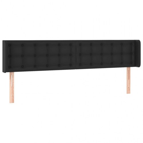 Sengegavl med kanter 163 x 16 x 78/88 cm kunstlæder - sort