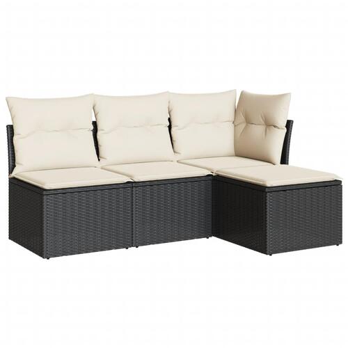 Sofasæt til haven 4 dele med hynder polyrattan sort
