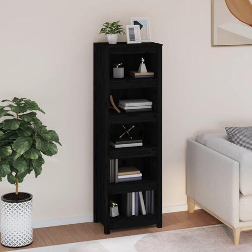 Bogreol 50x35x154 cm massivt fyrretræ sort