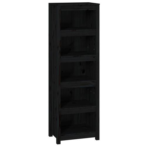 Bogreol 50x35x154 cm massivt fyrretræ sort