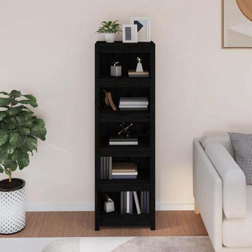 Bogreol 50x35x154 cm massivt fyrretræ sort