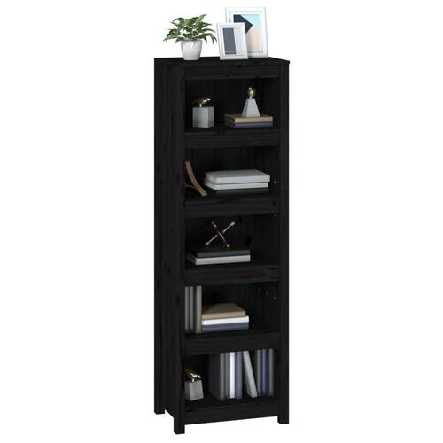 Bogreol 50x35x154 cm massivt fyrretræ sort