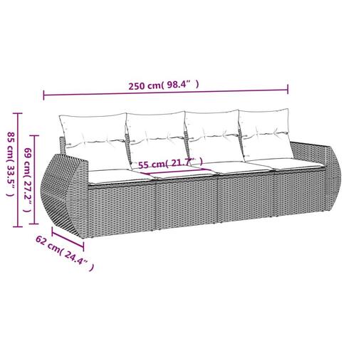 Sofasæt til haven 4 dele med hynder polyrattan sort