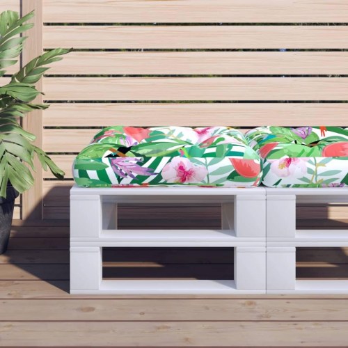 Pallehynde 50 × 50 × 12 cm i stof - flerfarvet tropisk mønster