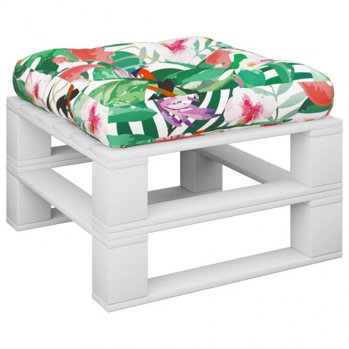 Pallehynde 50 × 50 × 12 cm i stof - flerfarvet tropisk mønster
